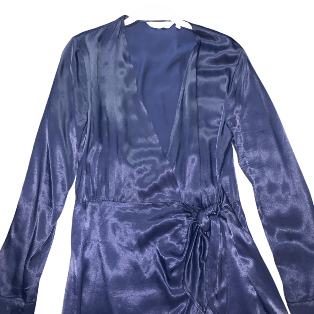 & Other Stories Navy Paris Atelier Label Wrap Dress Size 6 - Picture 4 of 10